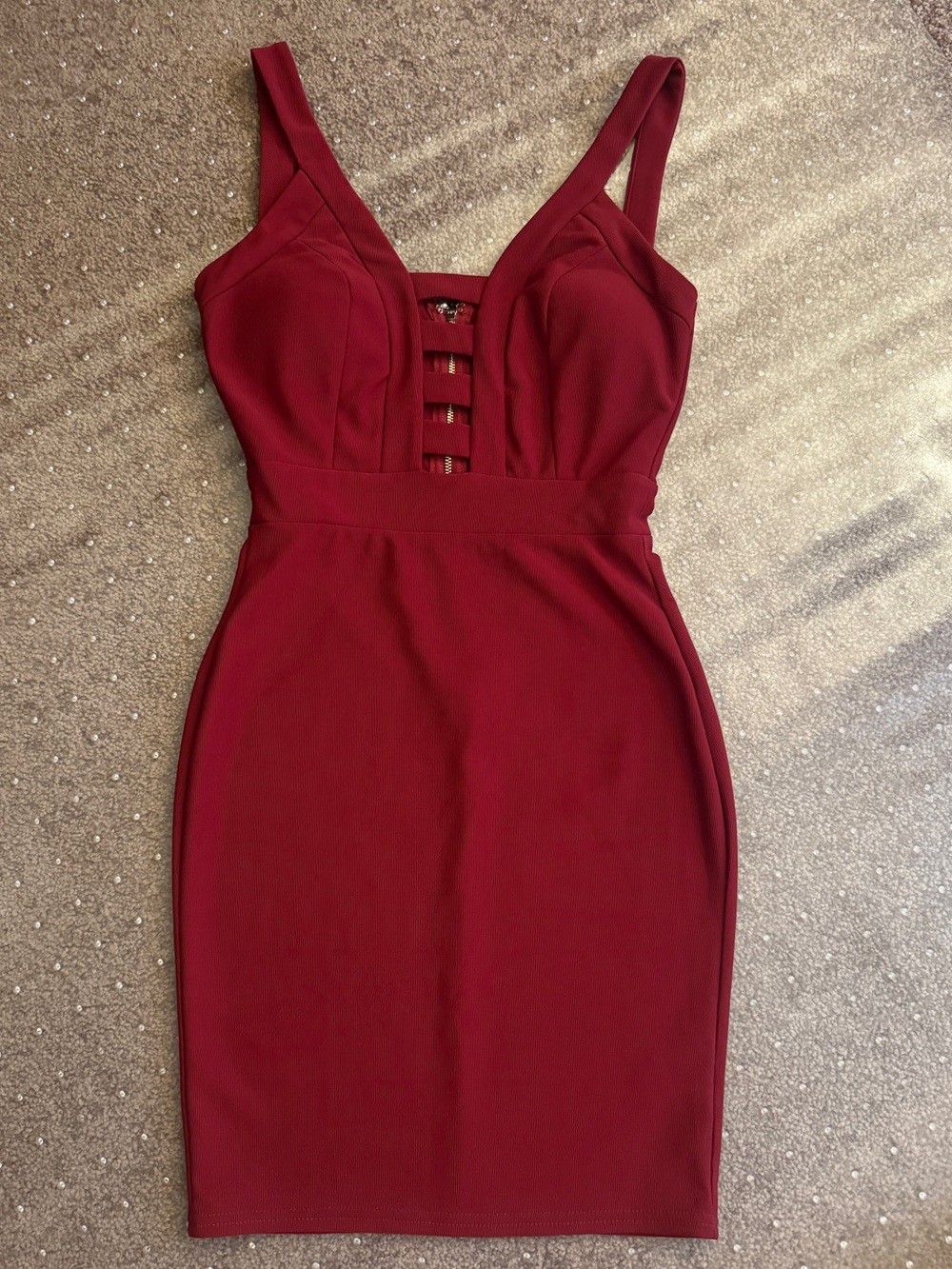 Trac Burgundy Strappy Sleeveless Bodycon Dress